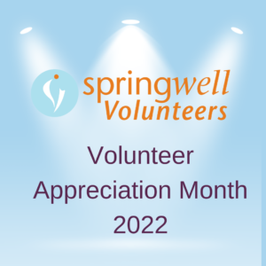 image of Spotlight focused on the words Springwell Volunteers for Volunteer Appreciation on J