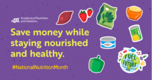 Save money while staying nourished and healthy poster