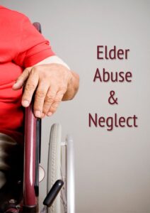 partial view of person sitting in wheelchair on Elder Abuse and Neglect poster
